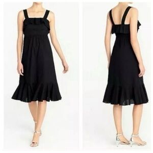 J. Crew•Black Cotton Swiss Dot Midi Dress•Size 2